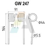 Dent pick-up 164mm, fil 5,5mm, pour presse à balles FMC, 1647, pièce interchangeable