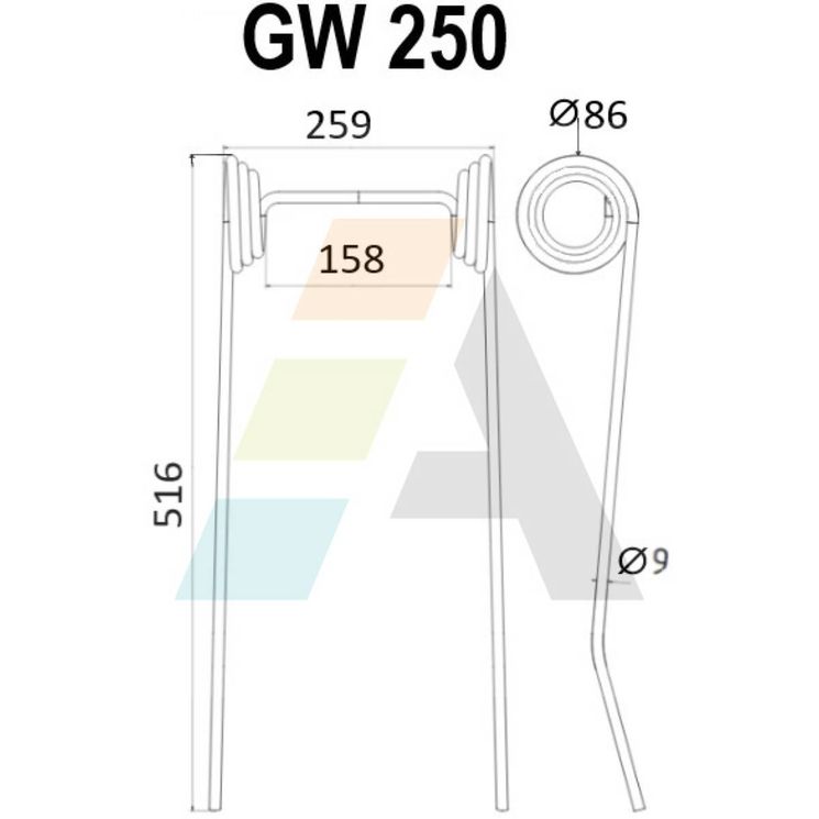 Peigne de herse double griffe 9mm, pour semoir DURO, pièce interchangeable