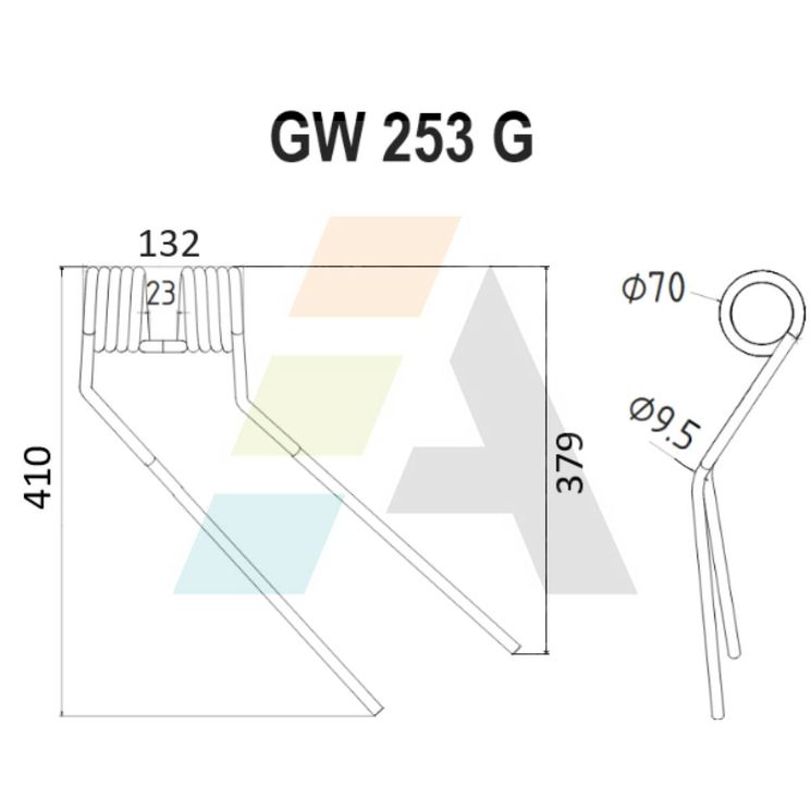 Dent de faneuse gauche pour NIEMEYER, 600062, pièce interchangeable