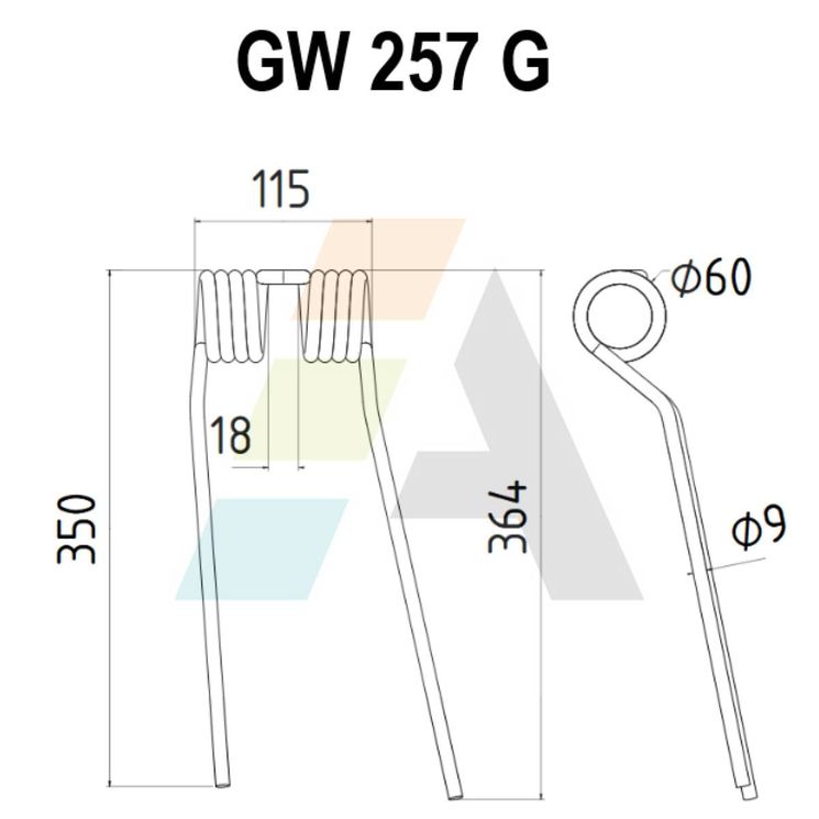 Dent double griffe pour faneuse LELY, FA 443, pièce interchangeable