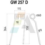 Dent double griffe pour faneuse LELY, FA 444, pièce interchangeable