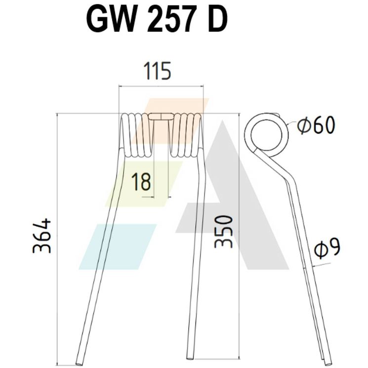 Dent double griffe pour faneuse LELY, FA 444, pièce interchangeable