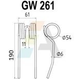 Dent double griffe pour faneuse 6mm x 190mm, UNIVERSEL, pièce interchangeable