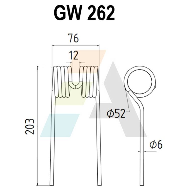 Dent pick-up 203mm, fil 6mm, pour presse à balles FMC, 72406, pièce interchangeable