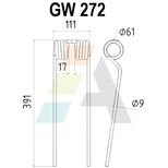 Dent de faneuse pour ZWEEGERS, PZ 272, PZ-272, pièce interchangeable