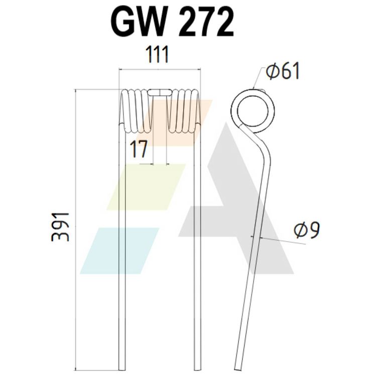 Dent de faneuse pour ZWEEGERS, PZ 272, PZ-272, pièce interchangeable