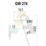 Dent de herse arrière 400 mm, fil 8 mm, pour semoir LELY Sematan, pièce interchangeable