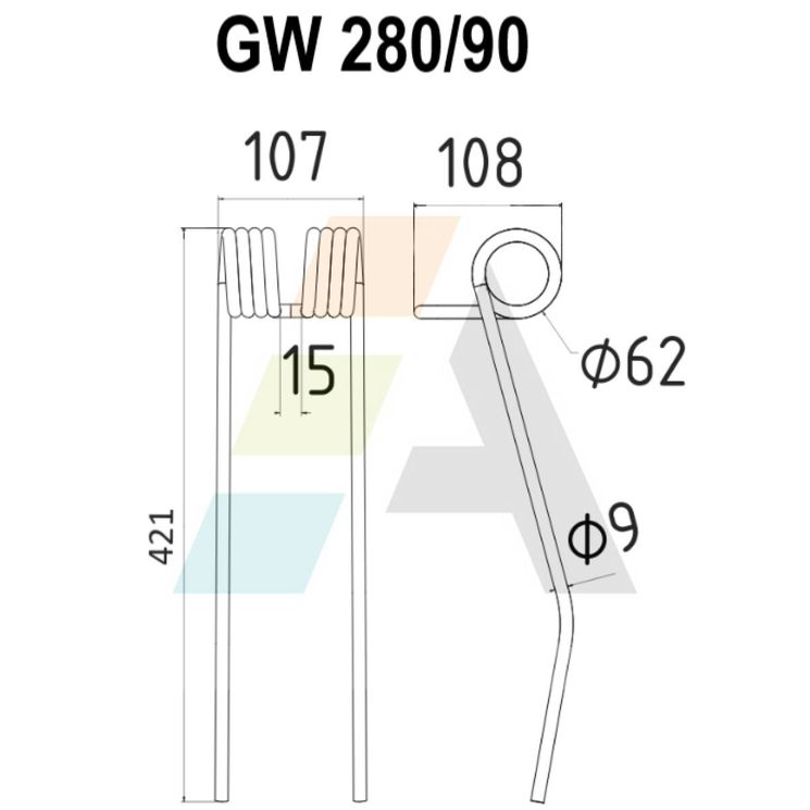 Dent de faneuse pour GALFRE, pièce interchangeable