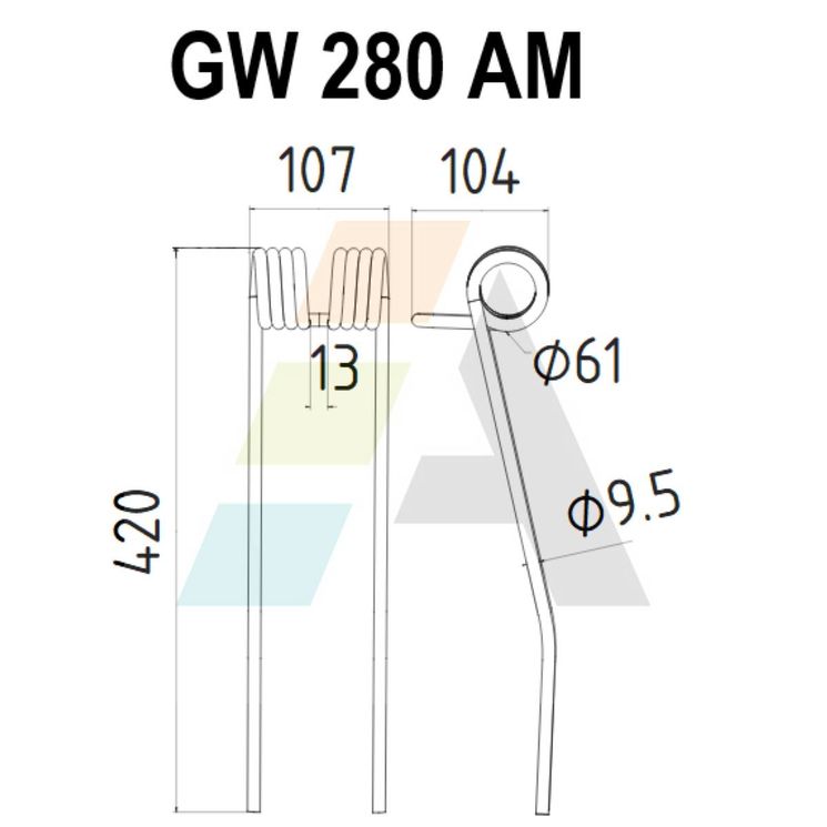 Dent double griffe pour faneuse GALFRE, GTS 280 Y 9,5, pièce interchangeable