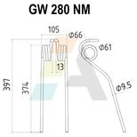 Dent double griffe pour faneuse GALFRE, GTS 280 Y 9,5, pièce interchangeable