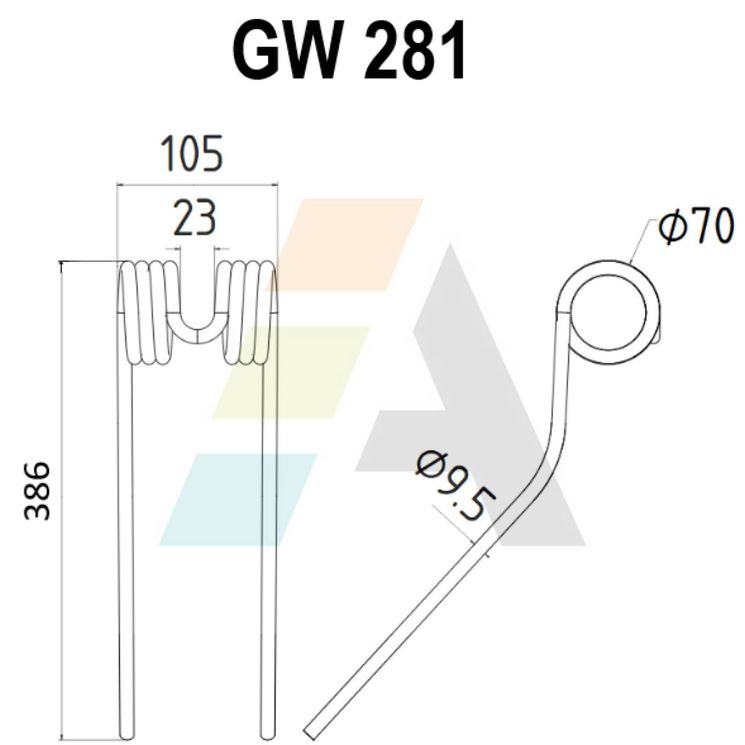 Dent de faneuse pour STOLL, 0673740, 0635240, pièce interchangeable