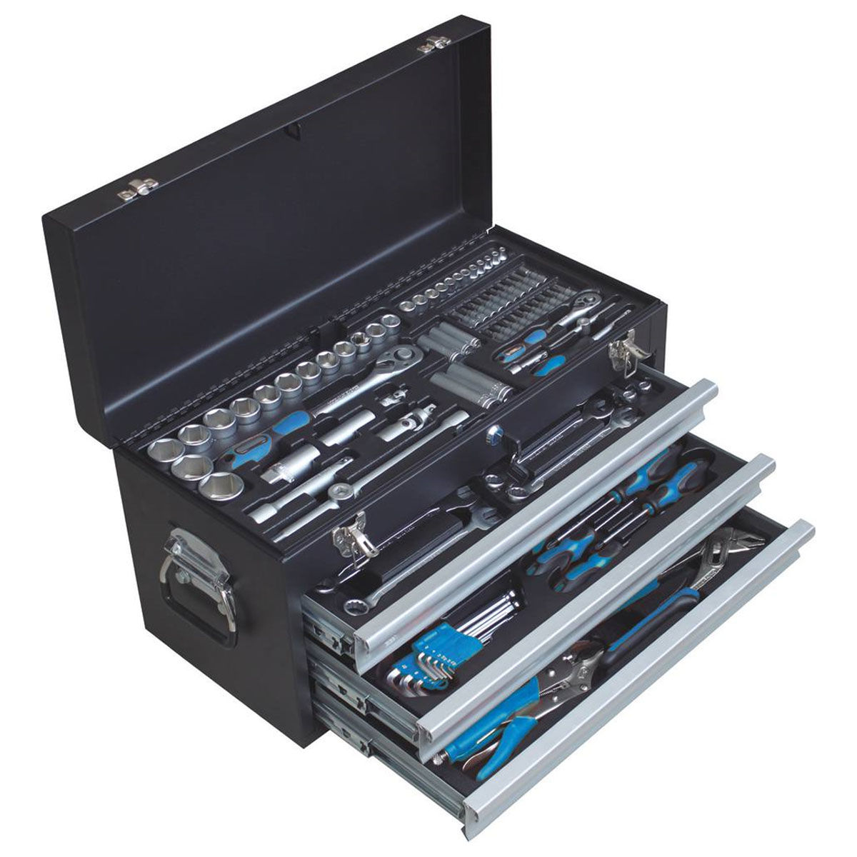 Coffre à outils ULTIMATE équipé - 3 tiroirs et plateau - 114 pcs