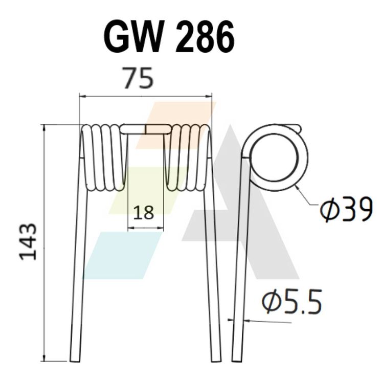 Dent pick-up 143mm, fil 5,5mm, pour presse à balles DREYER-DIADEM, STRAUTMANN, 9381580, 242005, pièce interchangeable