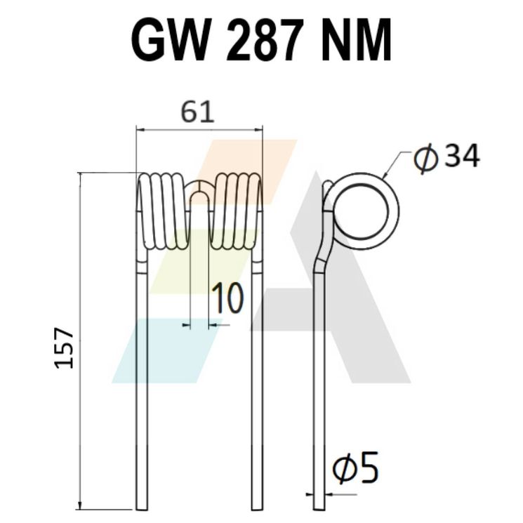 Dent pick-up 157mm, fil 5mm, pour presse à balles MENGELE, 0208 0423, 02-080423, 02-049217, 44111.10, pièce interchangeable