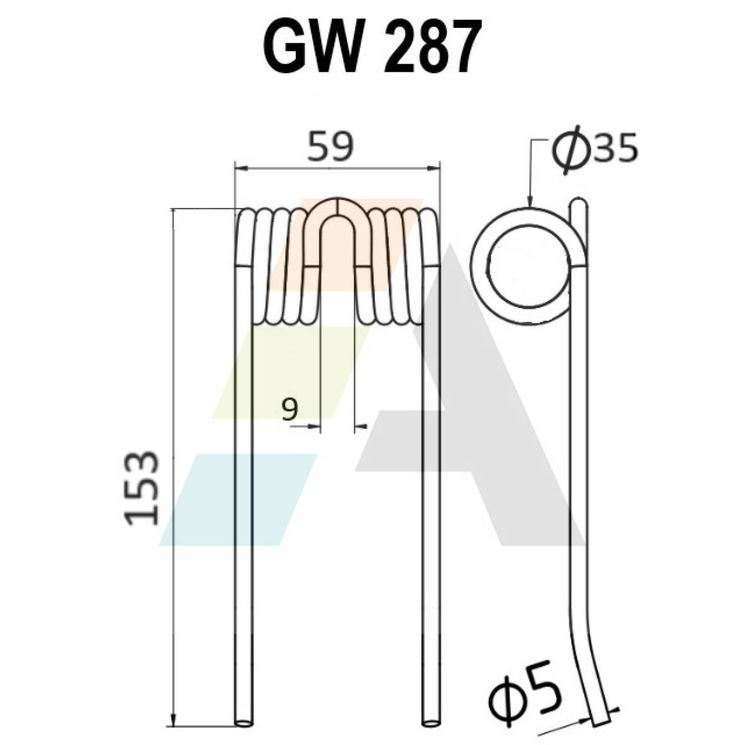 Dent pick-up 153mm, fil 5mm, pour presse à balles MENGELE, 02-080423, 02-049217, 44111.10, pièce interchangeable