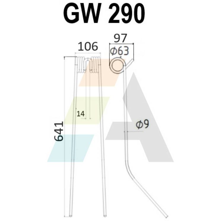 Dent double griffe pour faneuse 9mm, GALFRE, pièce interchangeable