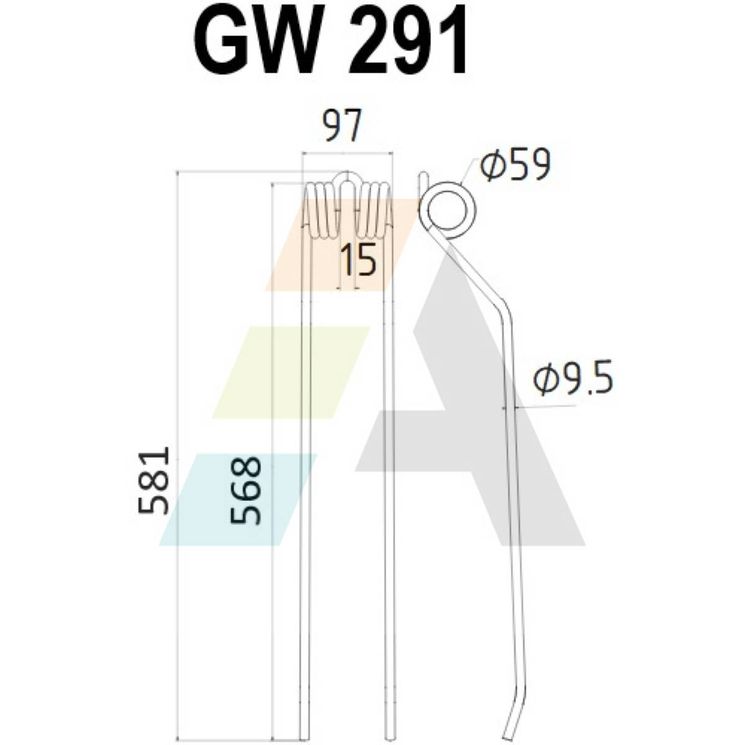 Dent d'andaineur, pour STOLL, 654340, pièce interchangeable