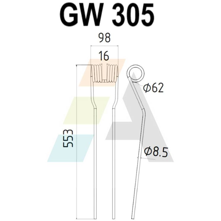 Dent d'andaineur, pour POTTINGER 436 032, 436033, pièce interchangeable