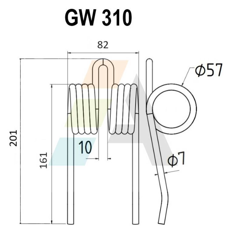 Dent pick-up 201mm, fil 7mm, pour presse à balles MOGETTE, pièce interchangeable