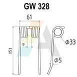 Dent pick-up 151mm, fil 5mm, pour presse à balles KRONE 938148.3, 938148.2, 938148.1, pièce interchangeable