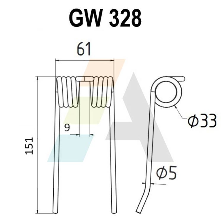 Dent pick-up 151mm, fil 5mm, pour presse à balles KRONE 938148.3, 938148.2, 938148.1, pièce interchangeable