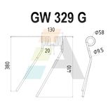 Dent de faneuse pour NIEMEYER 600033, 600039, pièce interchangeable