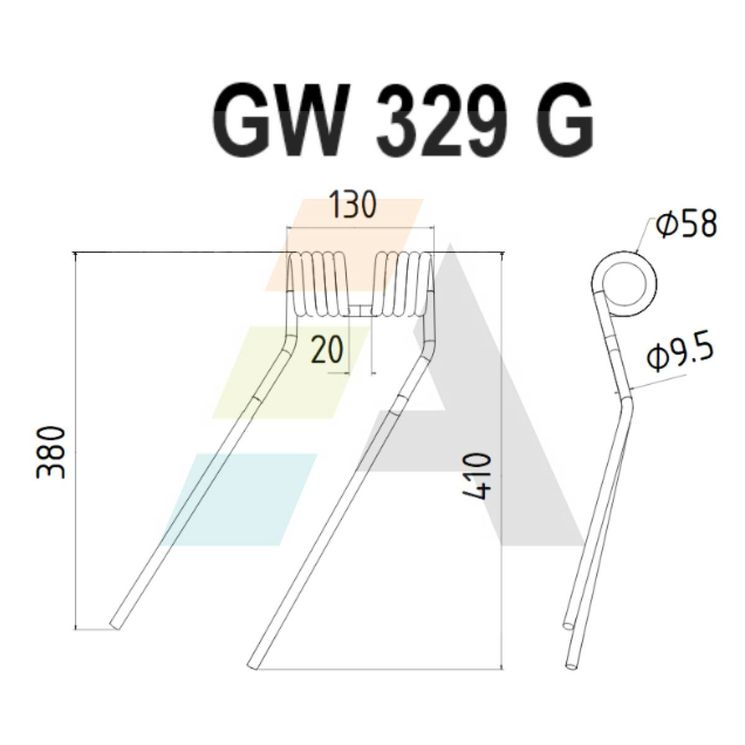 Dent de faneuse pour NIEMEYER 600033, 600039, pièce interchangeable