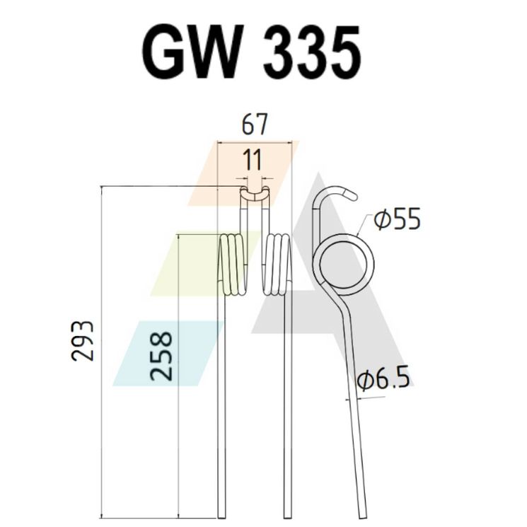 Dent pick-up 293mm, fil 6,5mm, pour presse à balles REFORMWERKE, 160420108, pièce interchangeable