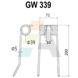 Dent pick-up 200mm, fil 5mm, pour presse à balles DEUTZ-FAHR, 0658 1781, 06581781, 1.2010.130.139.00, pièce interchangeable