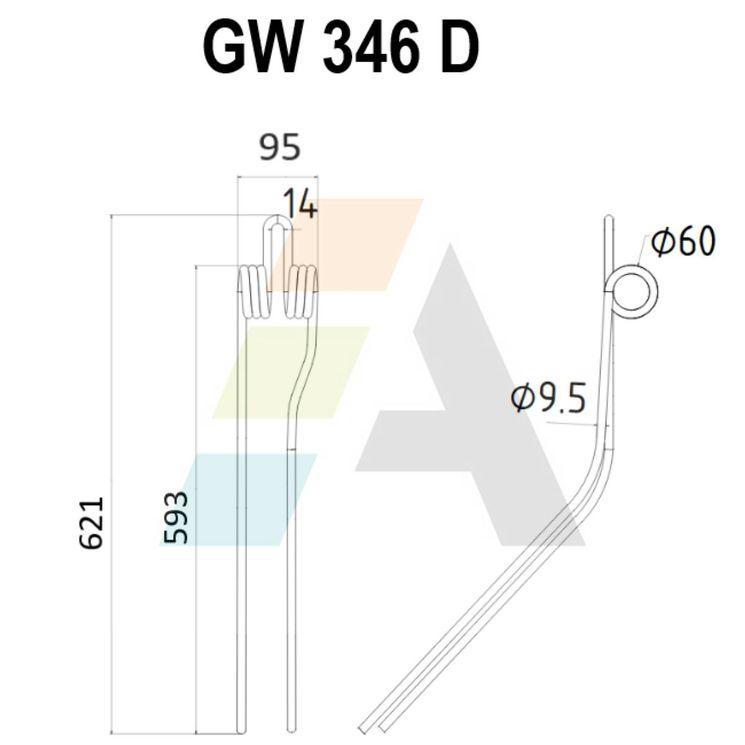 Dent d'andaineur, pour KRONE 153661.0, 51917.01, pièce interchangeable