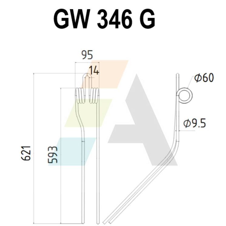 Dent d'andaineur, pour KRONE 153646.1, 51916.01, 153646.1, pièce interchangeable