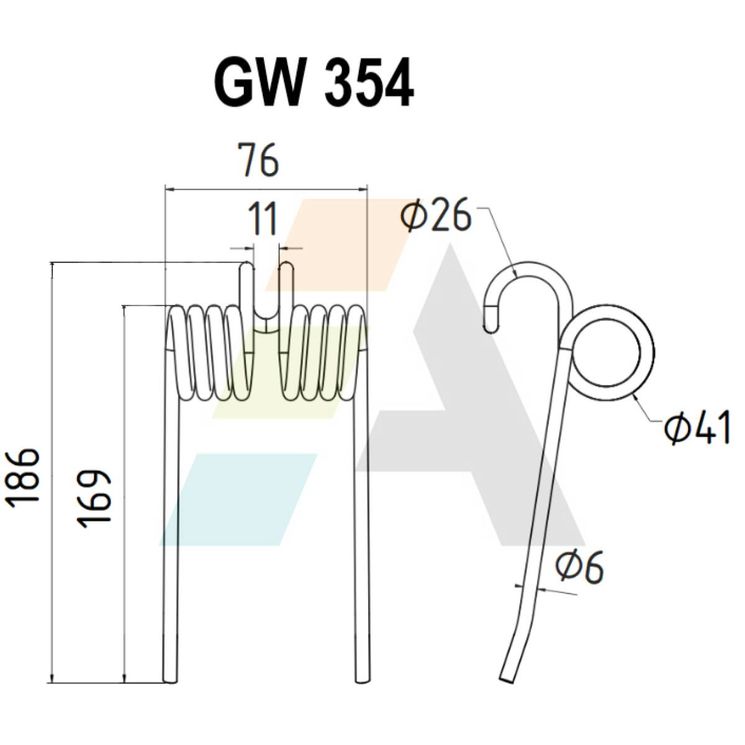 Dent double griffe pour faneuse MORRA, 145010, pièce interchangeable