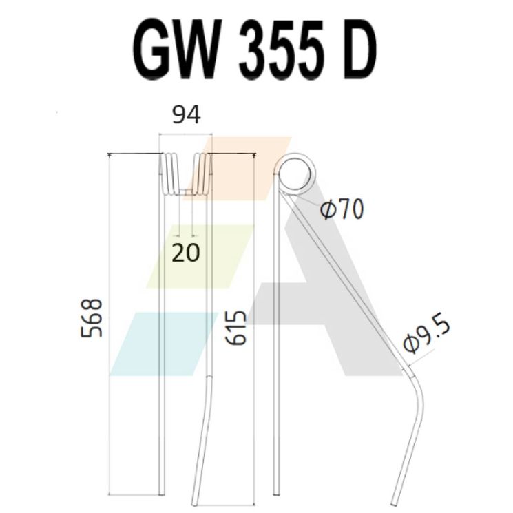 Dent double griffe pour faneuse NIEMEYER, 600074A, pièce interchangeable