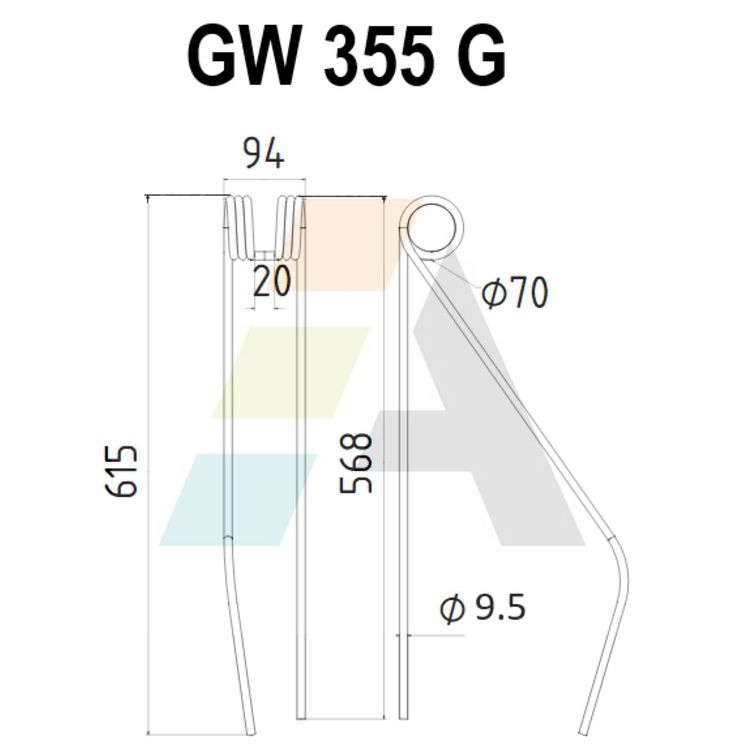 Dent double griffe pour faneuse NIEMEYER, 600071A, pièce interchangeable