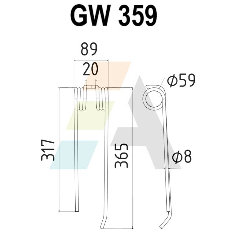 Dent de faneuse pour LELY, 4102214960, 41022149600, 4102314860, 4-1023-0437-0, pièce interchangeable