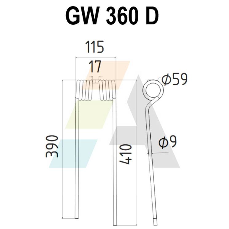 Dent de faneuse pour VICON, ZWEEGERS, 510.00.855, PZ-340, PZ-272, pièce interchangeable