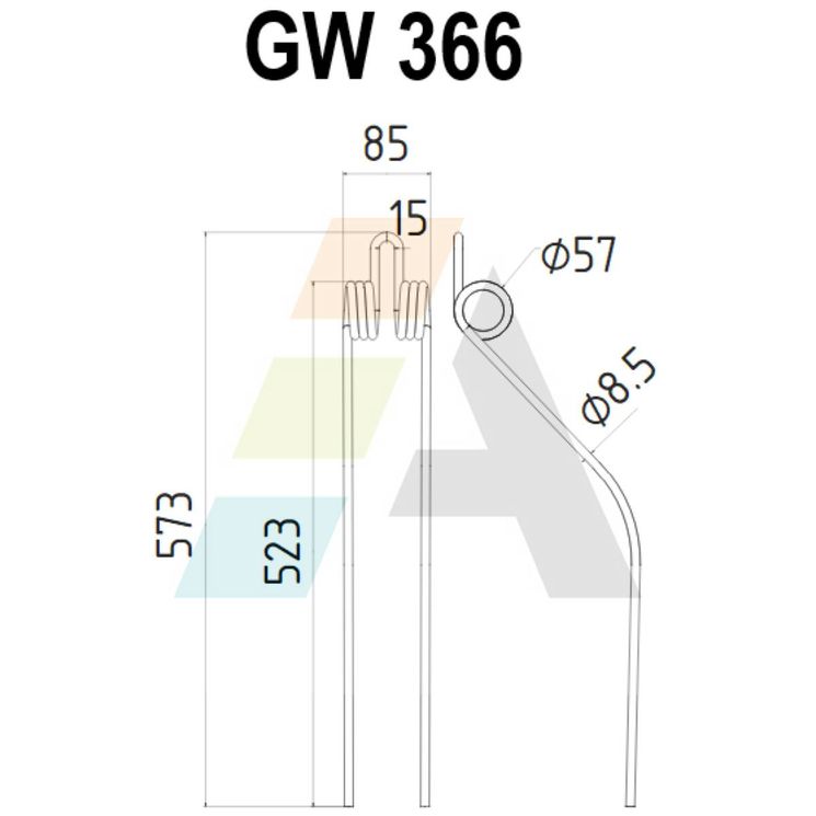 Dent d'andaineur, pour CMA, A66, pièce interchangeable