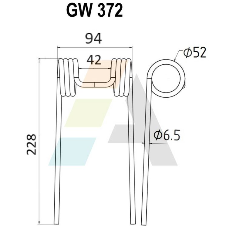 Dent pick-up 228mm, fil 6,5mm, pour presse à balles FORTSCHRITT, HESSTON, 4131770245, 700050372, pièce interchangeable