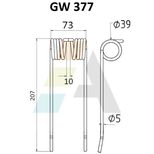 Dent pick-up 207mm, fil 5mm, pour presse à balles BLANCHOT, WELGER, 0940522100, 0343120000, pièce interchangeable