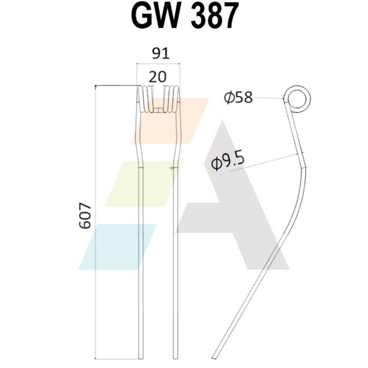 Dent d'andaineur, pour NIEMEYER 600040, 43848.10, pièce interchangeable