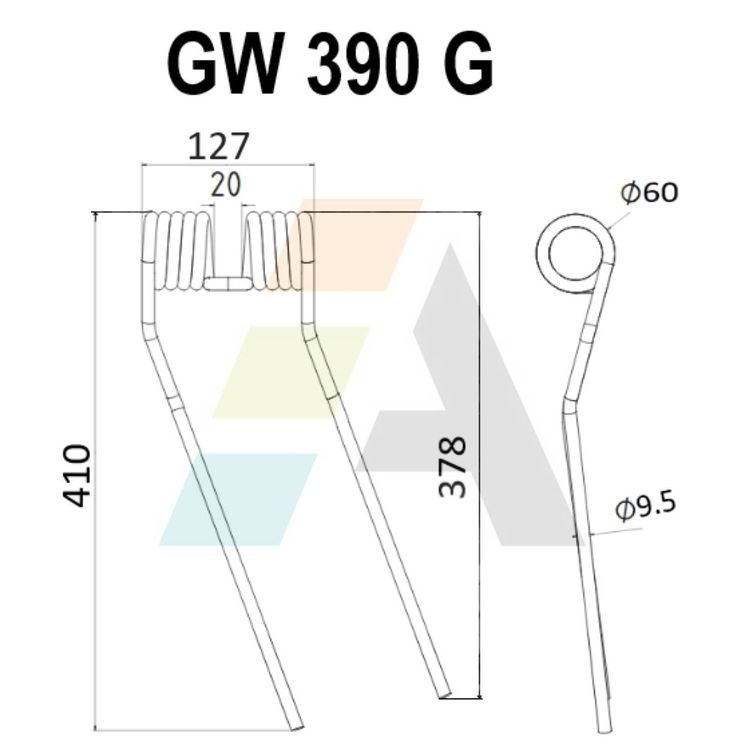 Dent de faneuse pour NIEMEYER 600057, pièce interchangeable