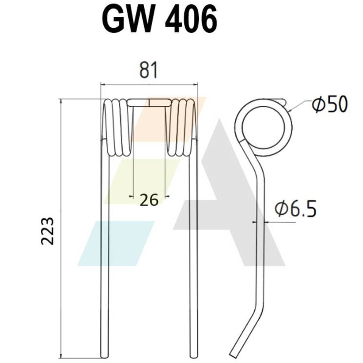 Dent pick-up 223 mm, fil 6,5 mm, pour presse à balles BMV - IDASS, 6250065, 8020050, pièce interchangeable