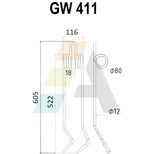 Peigne double griffe, fil 12mm, pour semoir SD de KUHN, 951880, pièce interchangeable