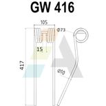 Dent de faneuse pour KRONE 264081.0, pièce interchangeable