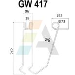 Peigne double griffe angle 135°, 8 mm, pour semoir Sulky, 7180011 - 980011, pièce interchangeable