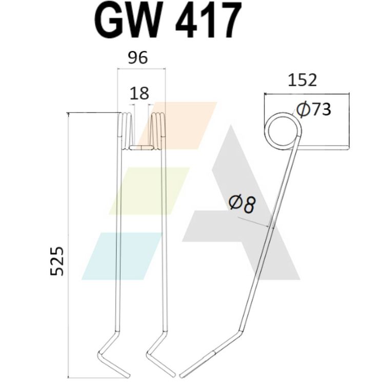 Peigne double griffe angle 135°, 8 mm, pour semoir Sulky, 7180011 - 980011, pièce interchangeable