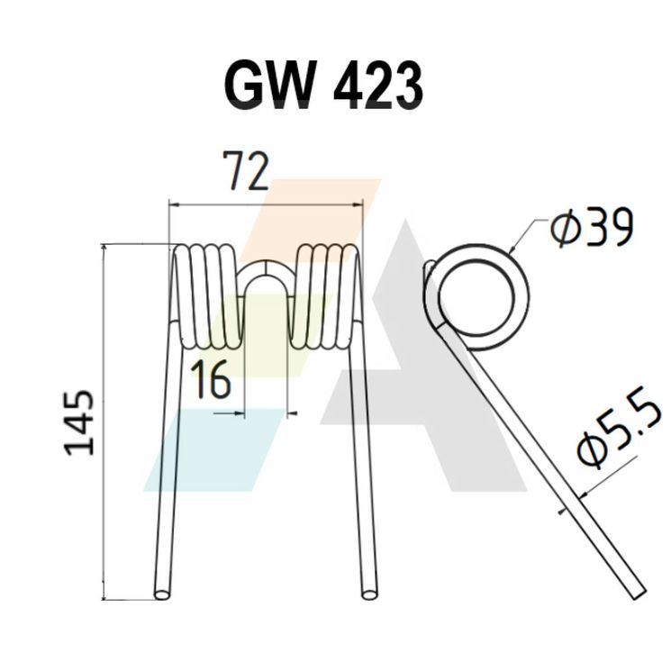 Dent pick-up 145mm, fil 5,5mm, pour presse à balles KRONE, 938338.1, 938338.0, pièce interchangeable