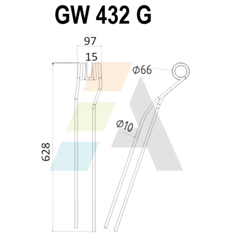 Dent d'andaineur, pour KRONE 265 065 0, 265013.0, 265065.0, 51919.01, pièce interchangeable