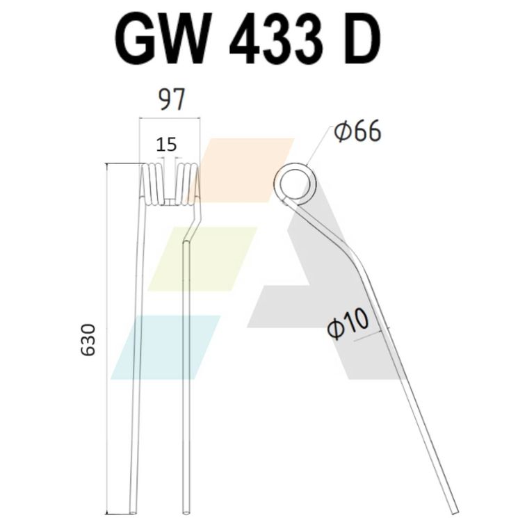 Dent d'andaineur, pour KRONE 265 062 0, 265010.0, 265062.0, 51914.01, pièce interchangeable