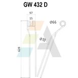 Dent d'andaineur, pour KRONE 265 063 0, 265011.0, 51918.01, pièce interchangeable